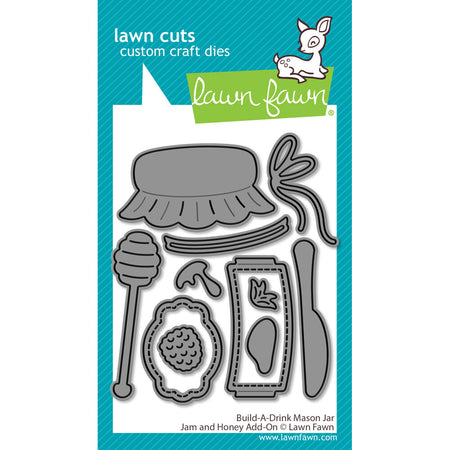 Lawn Fawn Craft Die - Build-A-Drink Mason Jar And Honey Add On