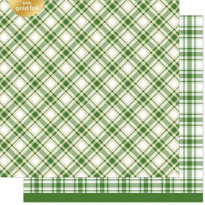 Lawn Fawn Let It Shine Holiday Plaids - Pinecone Path (foiled)