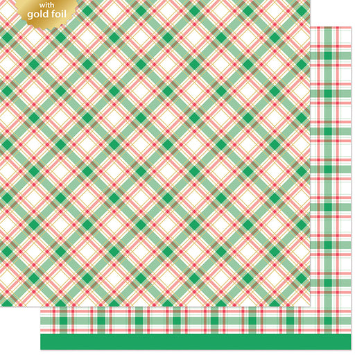 Lawn Fawn Let It Shine Holiday Plaids - Mistletoe (foiled)