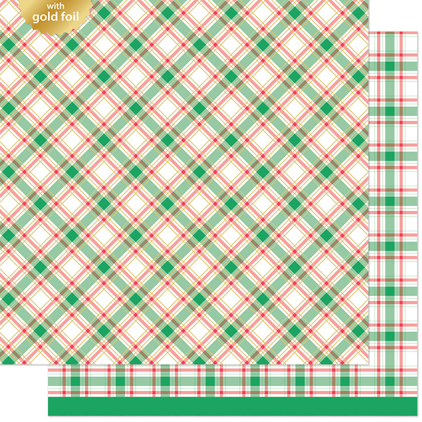 Lawn Fawn Let It Shine Holiday Plaids - Mistletoe (foiled)