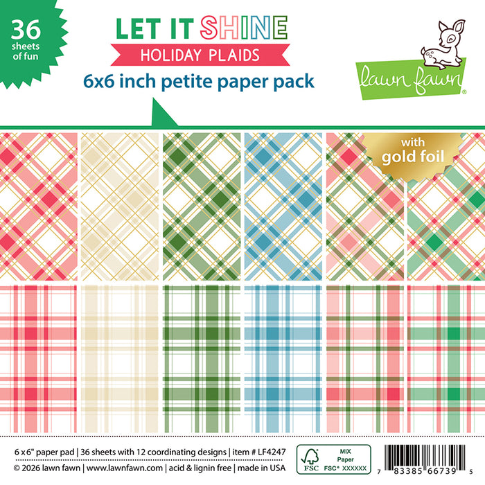 Lawn Fawn Let It Shine Holiday Plaids - 6x6 Petite Paper Pack
