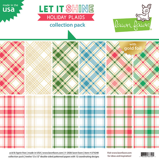 Lawn Fawn Let It Shine Holiday Plaids - 12x12 Collection Pack
