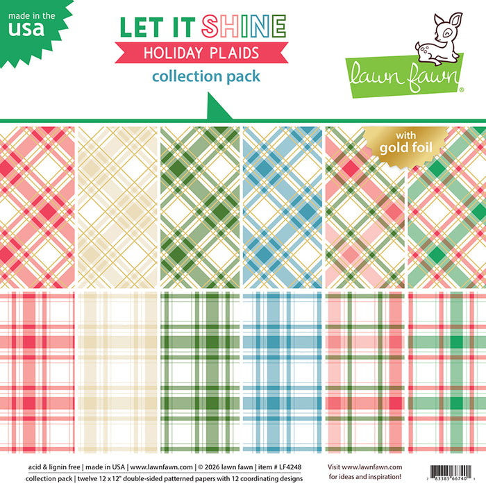 Lawn Fawn Let It Shine Holiday Plaids - 12x12 Collection Pack
