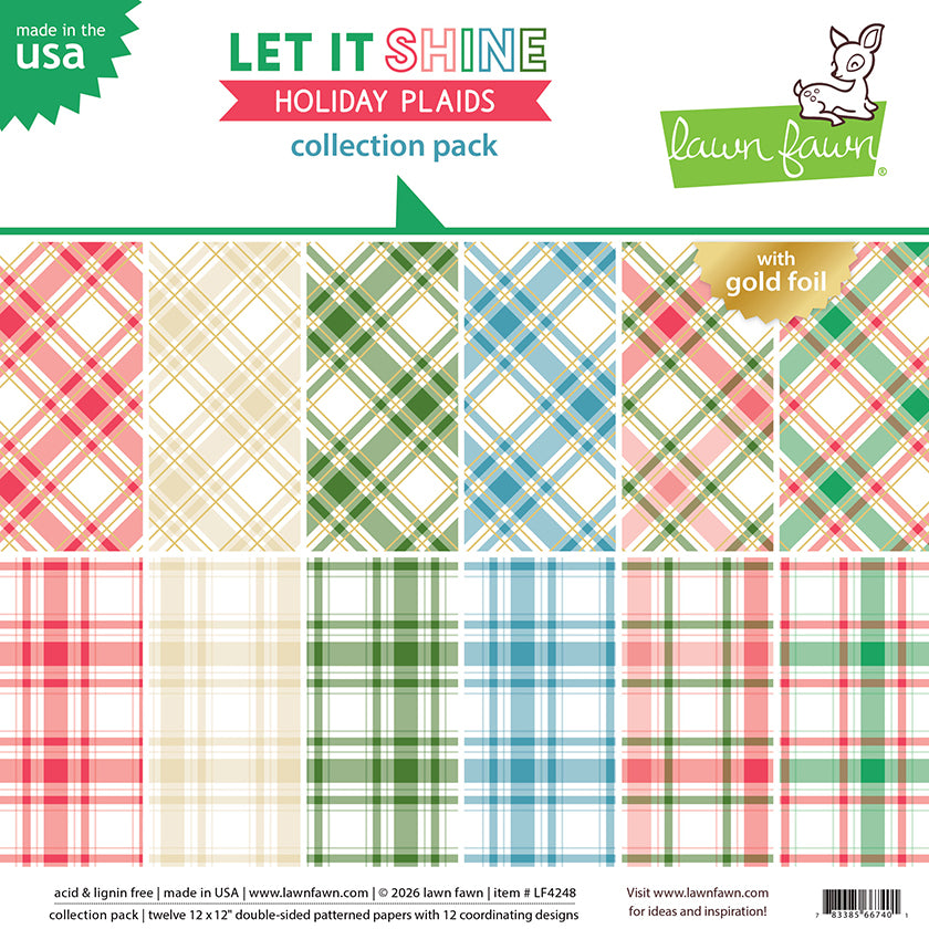 Lawn Fawn Let It Shine Holiday Plaids - 12x12 Collection Pack