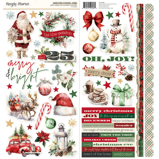 Simple Stories Simple Vintage Old Fashioned Christmas - Cardstock Stickers Icons