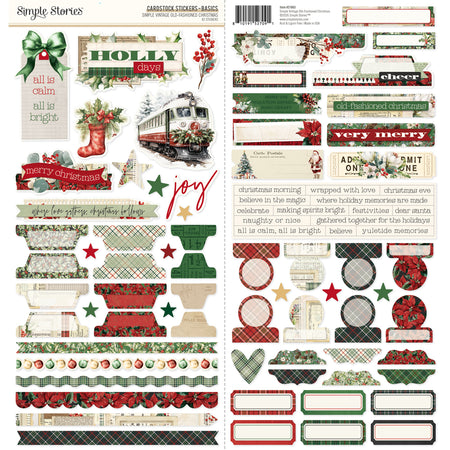 Simple Stories Simple Vintage Old Fashioned Christmas - Cardstock Stickers Basics