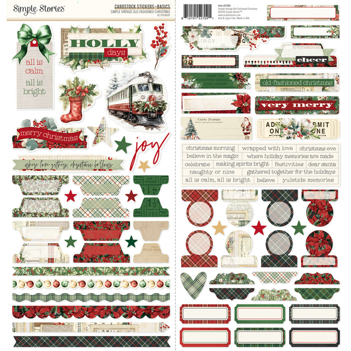 Simple Stories Simple Vintage Old Fashioned Christmas - Cardstock Stickers Basics