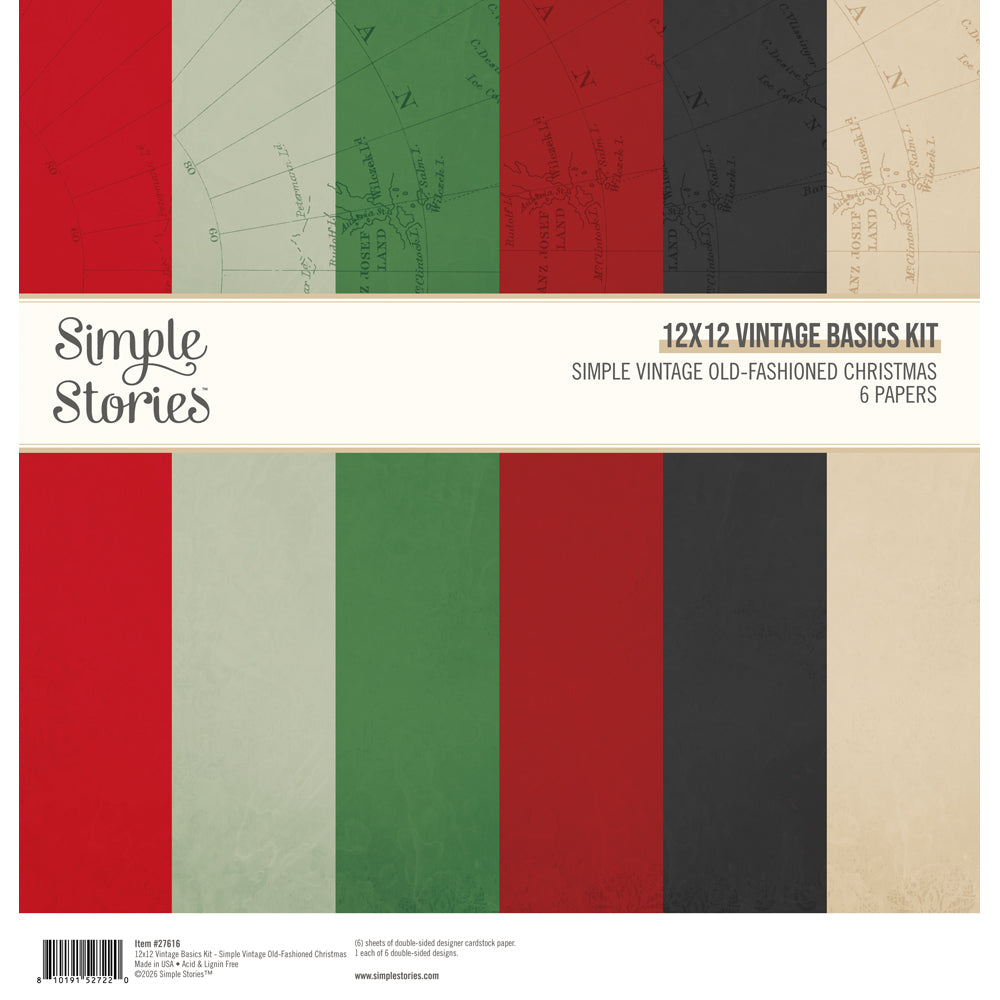 Simple Stories Simple Vintage Old Fashioned Christmas - 12x12 Simple Basics Collection Kit