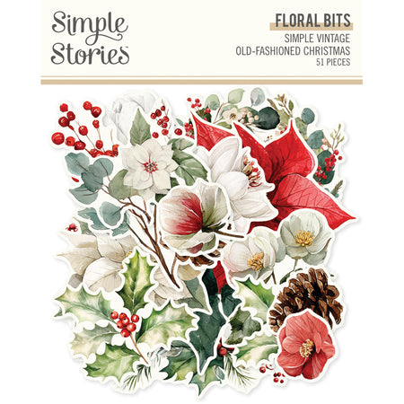 Simple Stories Simple Vintage Old Fashioned Christmas - Floral Bits & Pieces