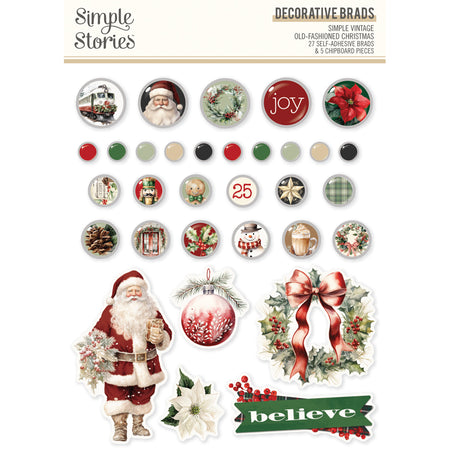 Simple Stories Simple Vintage Old Fashioned Christmas - Decorative Brads