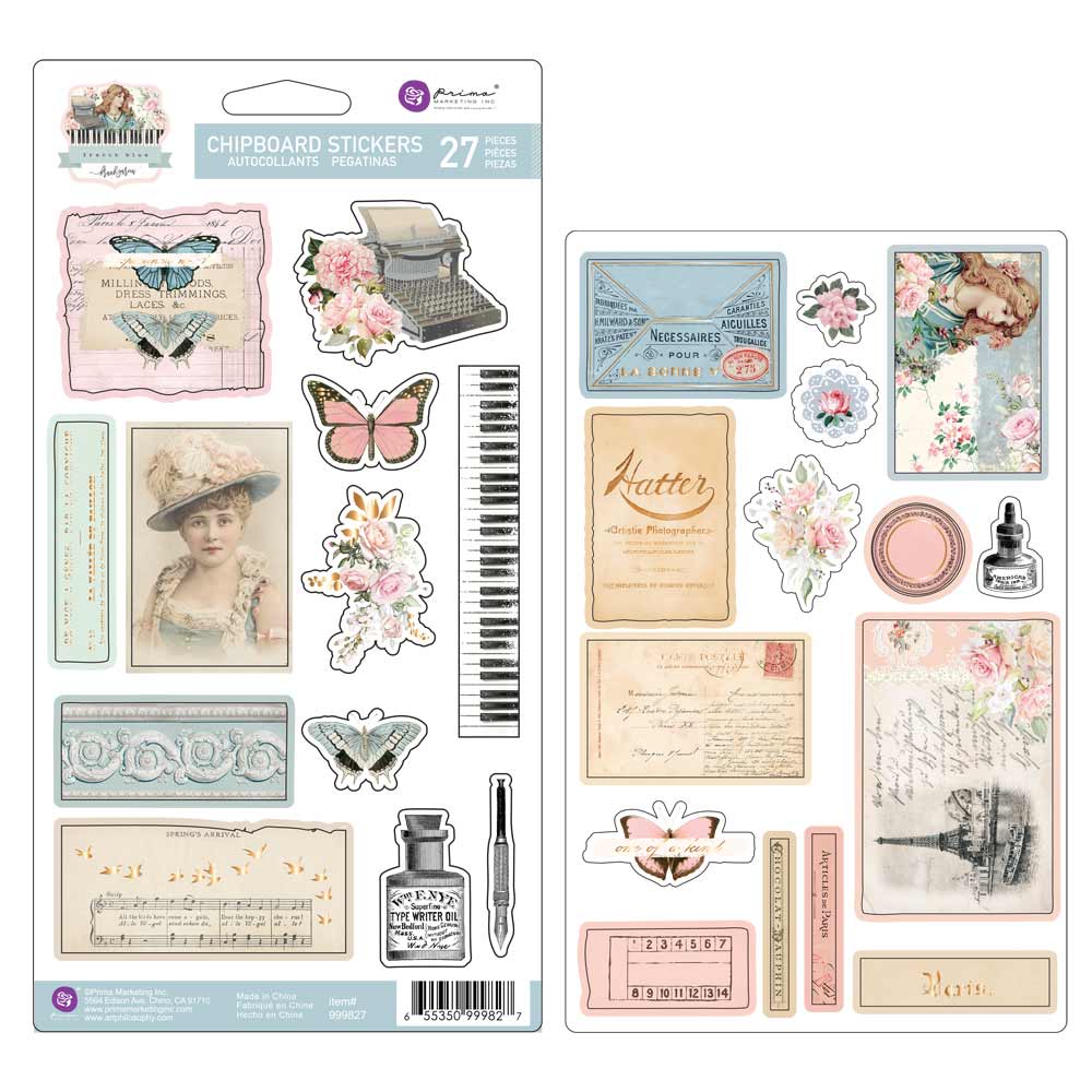 Prima Sticker Prima French Blue - Chipboard Stickers — Papermaze