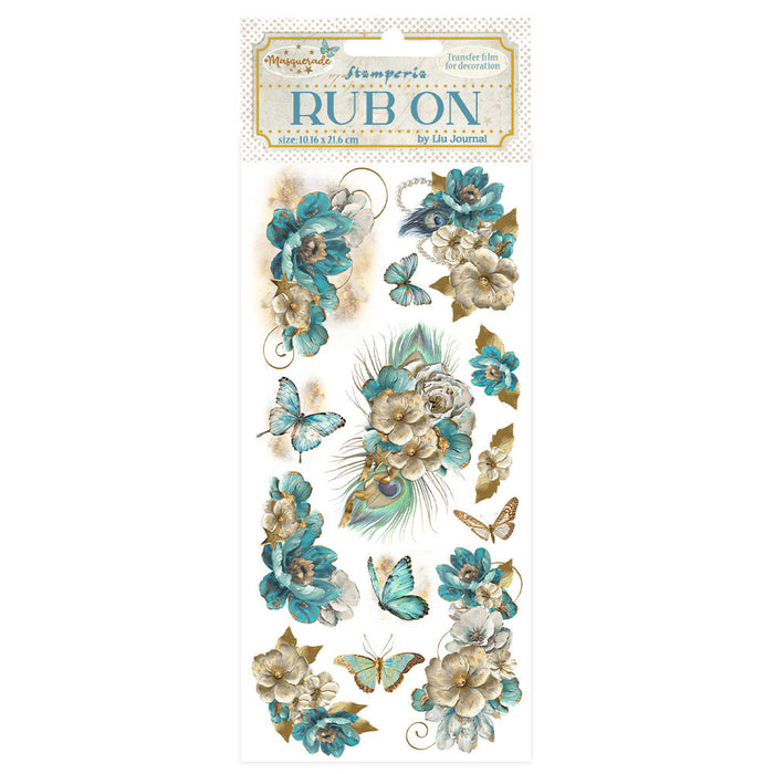 Stamperia Masquerade - Blue Flowers Rub-Ons