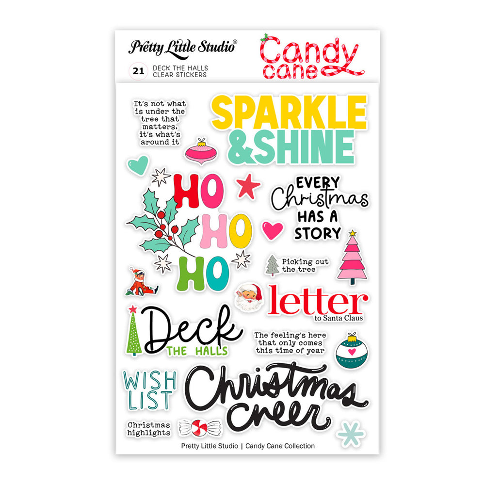 Pretty Little Studio Candy Cane - Deck The Halls Clear Stickers