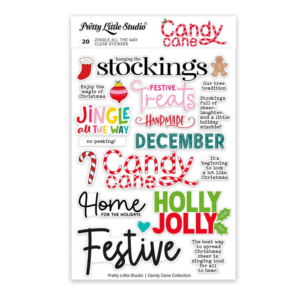 Pretty Little Studio Candy Cane - Jingle All The Way Clear Stickers