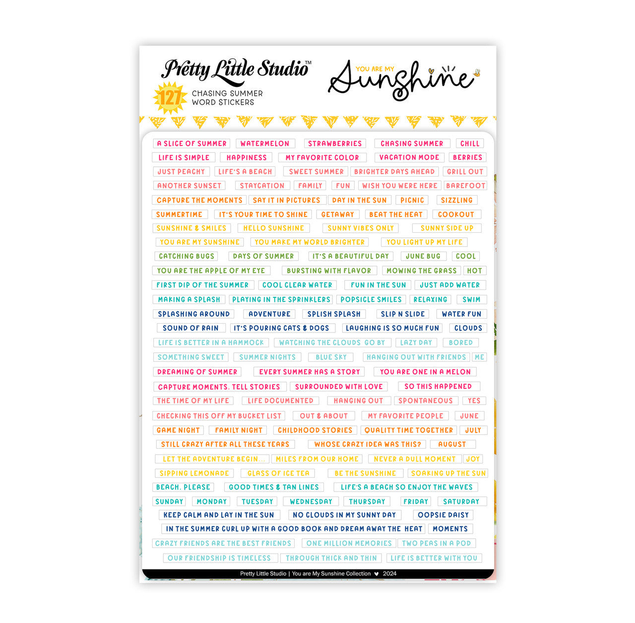 Pretty Little Studio You Are My Sunshine - Chasing Summer White Stickers
