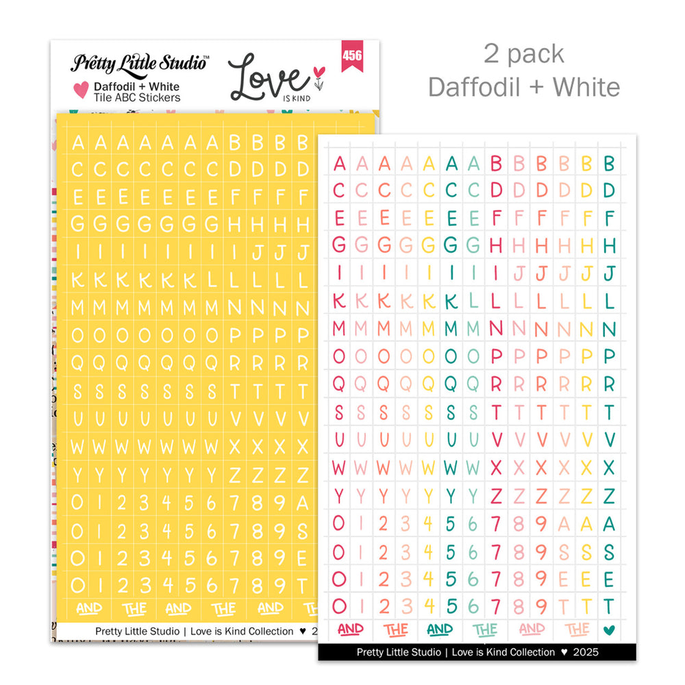 Pretty Little Studio Love Is Kind - Mini ABC Stickers Daffodil & White