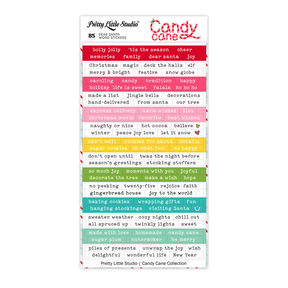 Pretty Little Studio Candy Cane - Dear Santa Word Stickers