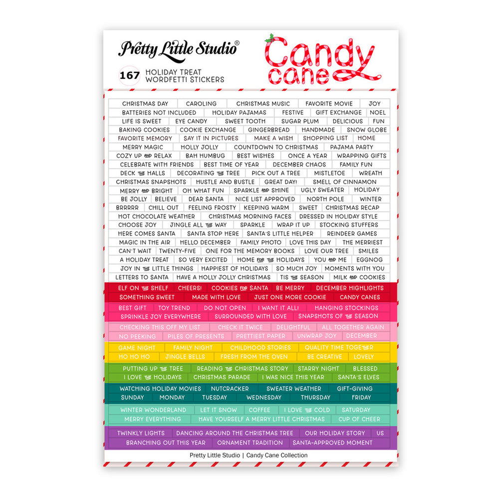 Pretty Little Studio Candy Cane - Holiday Treat Wordfetti Stickers