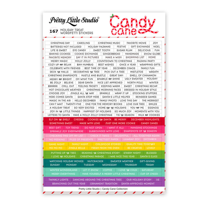 Pretty Little Studio Candy Cane - Holiday Treat Wordfetti Stickers