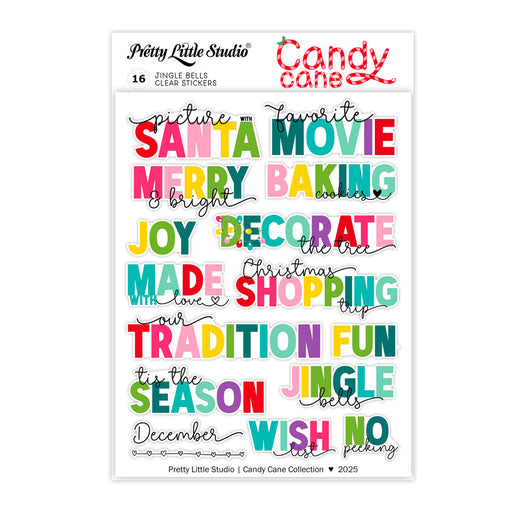 Pretty Little Studio Candy Cane - Jingle Bells Words Clear Stickers