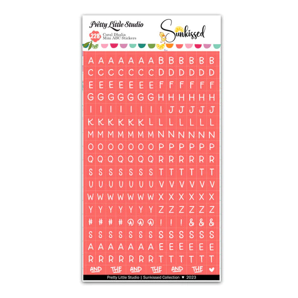 Pretty Little Studio Sunkissed - Mini ABC Stickers Coral Dhalia