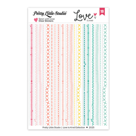 Pretty Little Studio Love Is Kind - Sewn With Love Clear Stickers