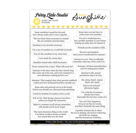 Pretty Little Studio You Are My Sunshine - Sunny Day Quote Stickers