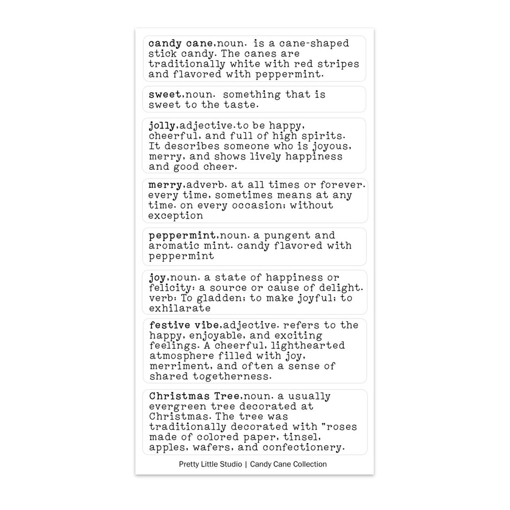 Pretty Little Studio Candy Cane - Sweet Dictionary Clear Stickers