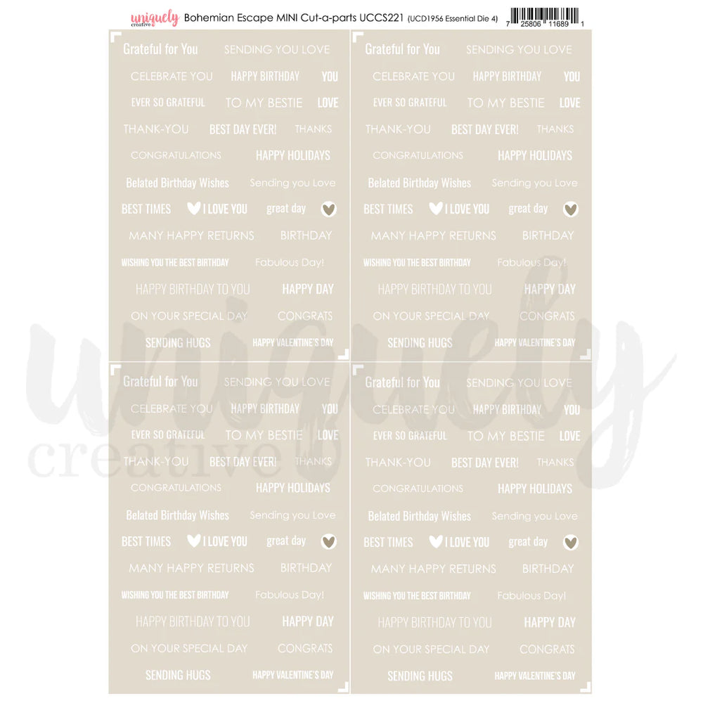 Uniquely Creative Bohemian Escape - Mini Cut-Apart Sheet