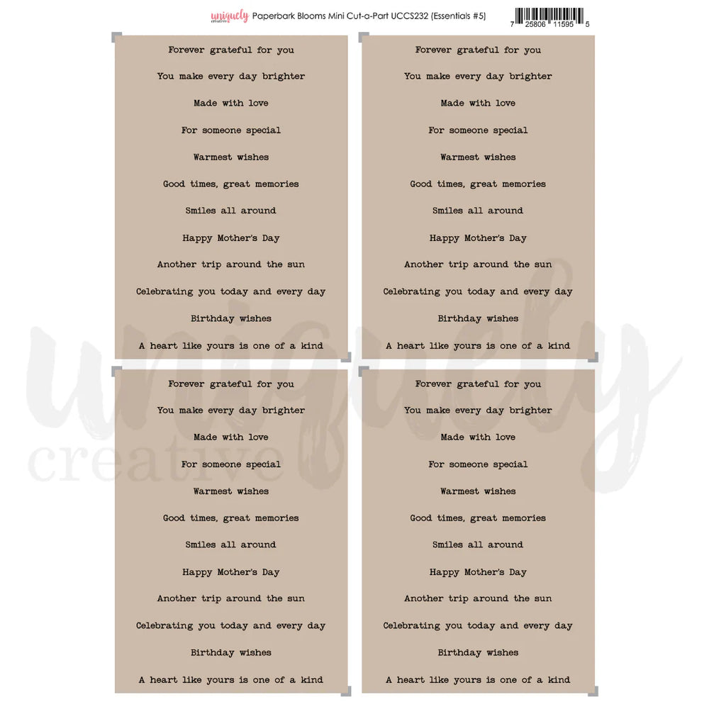 Uniquely Creative Paperbark Blooms - Mini Cut-Apart Sheet