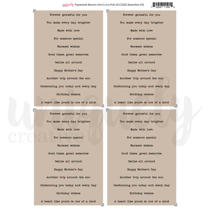 Uniquely Creative Paperbark Blooms - Mini Cut-Apart Sheet