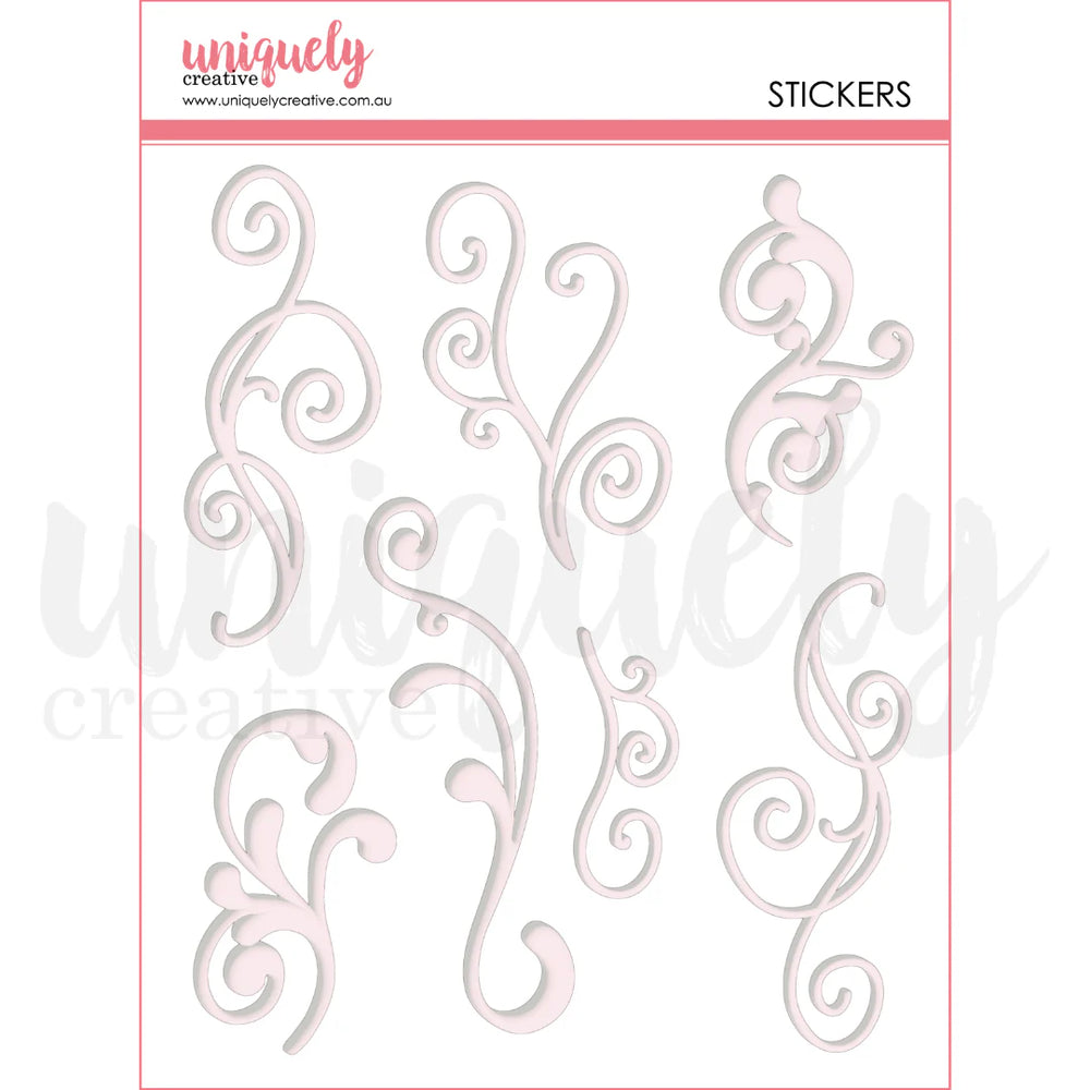 Uniquely Creative Tea & Tranquility - White Flourish Puffy Stickers