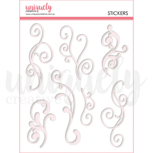 Uniquely Creative Tea & Tranquility - White Flourish Puffy Stickers