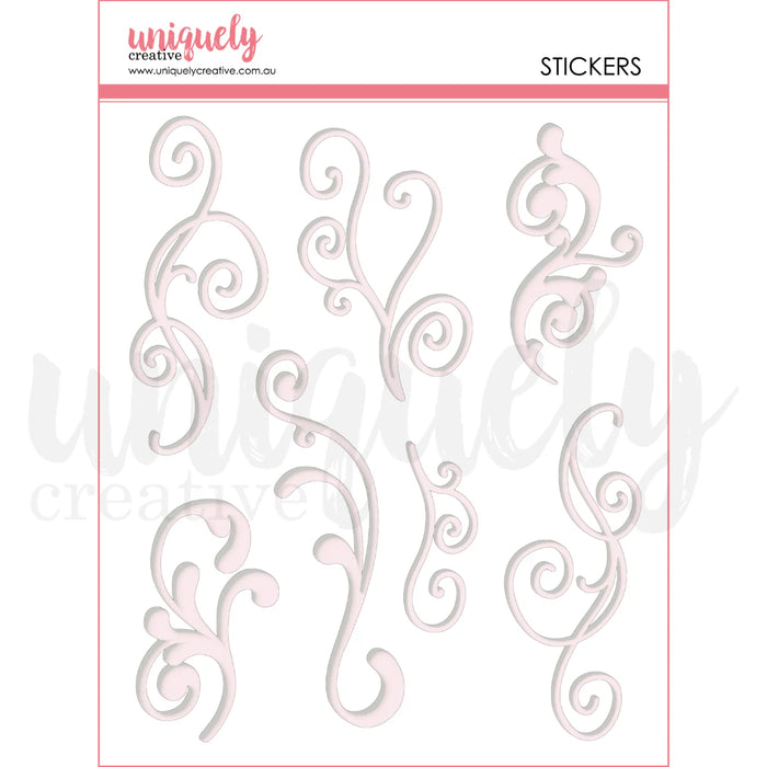 Uniquely Creative Tea & Tranquility - White Flourish Puffy Stickers