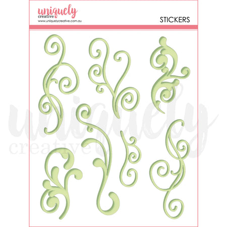Uniquely Creative Tea & Tranquility - Green Flourish Puffy Stickers