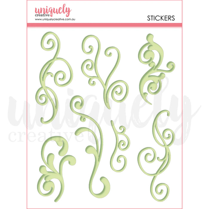 Uniquely Creative Tea & Tranquility - Green Flourish Puffy Stickers