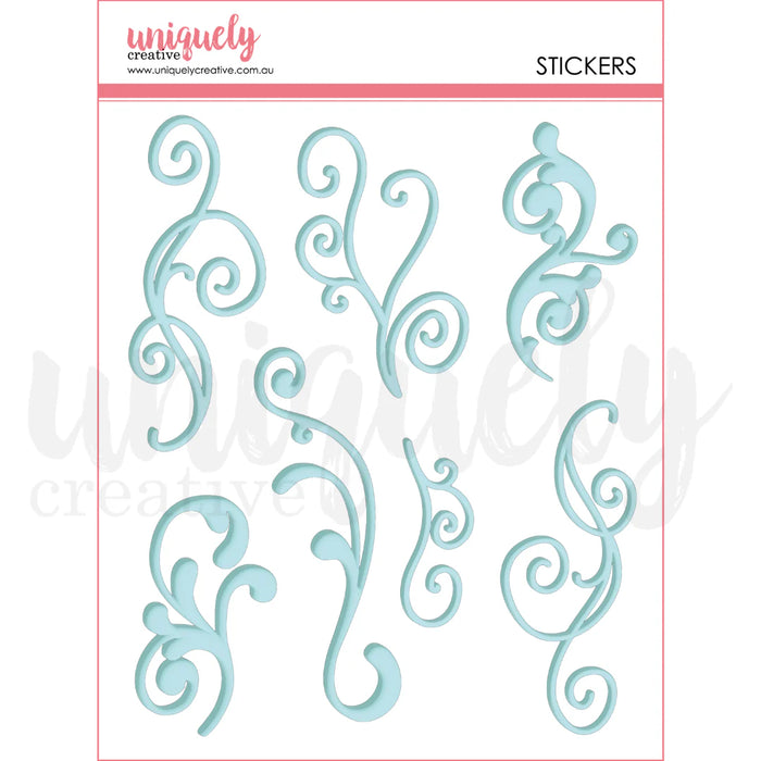 Uniquely Creative Tea & Tranquility - Blue Flourish Puffy Stickers