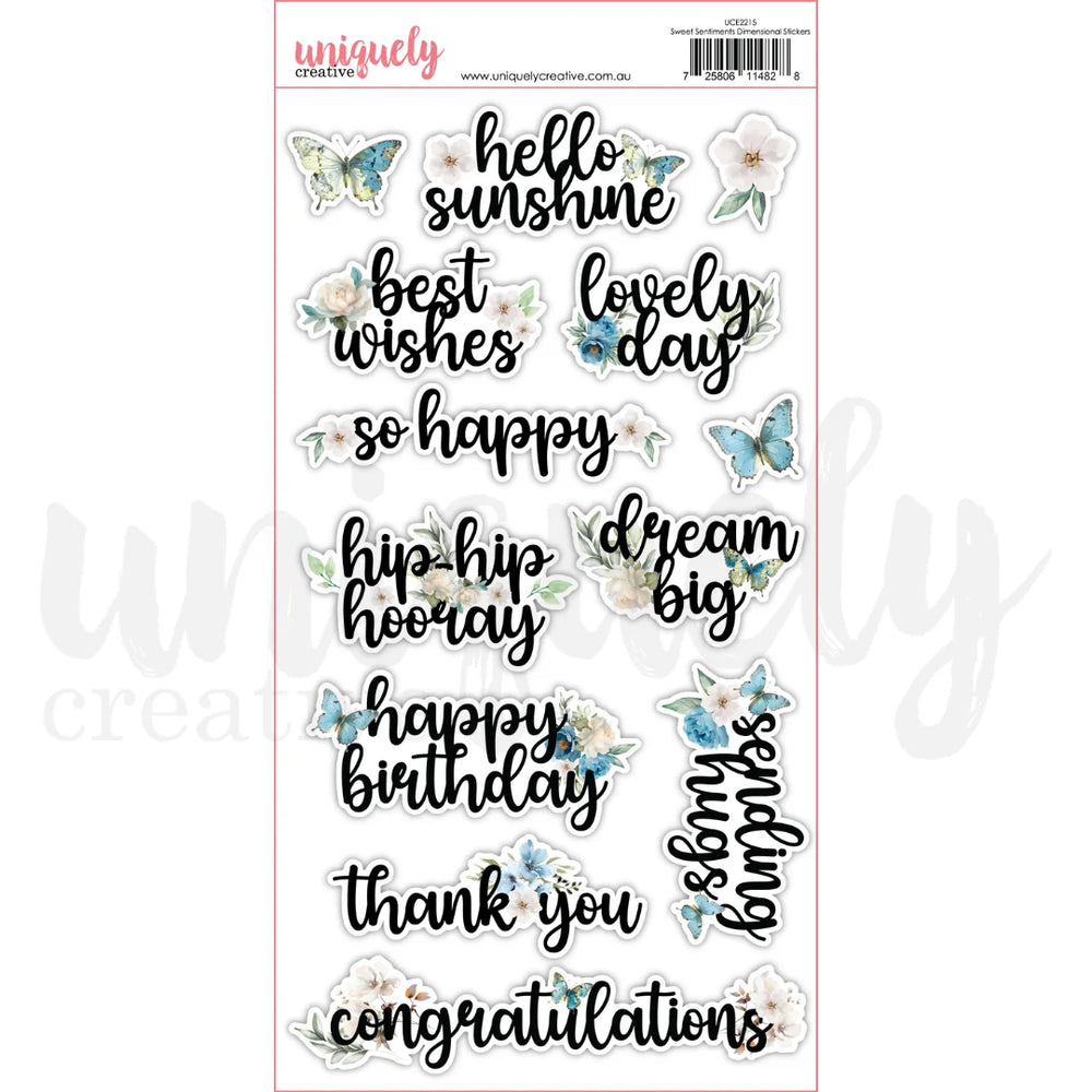 Uniquely Creative Delighted Curiosities - Sweet Sentiments Dimensional Stickers