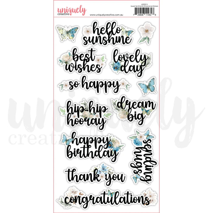 Uniquely Creative Delighted Curiosities - Sweet Sentiments Dimensional Stickers