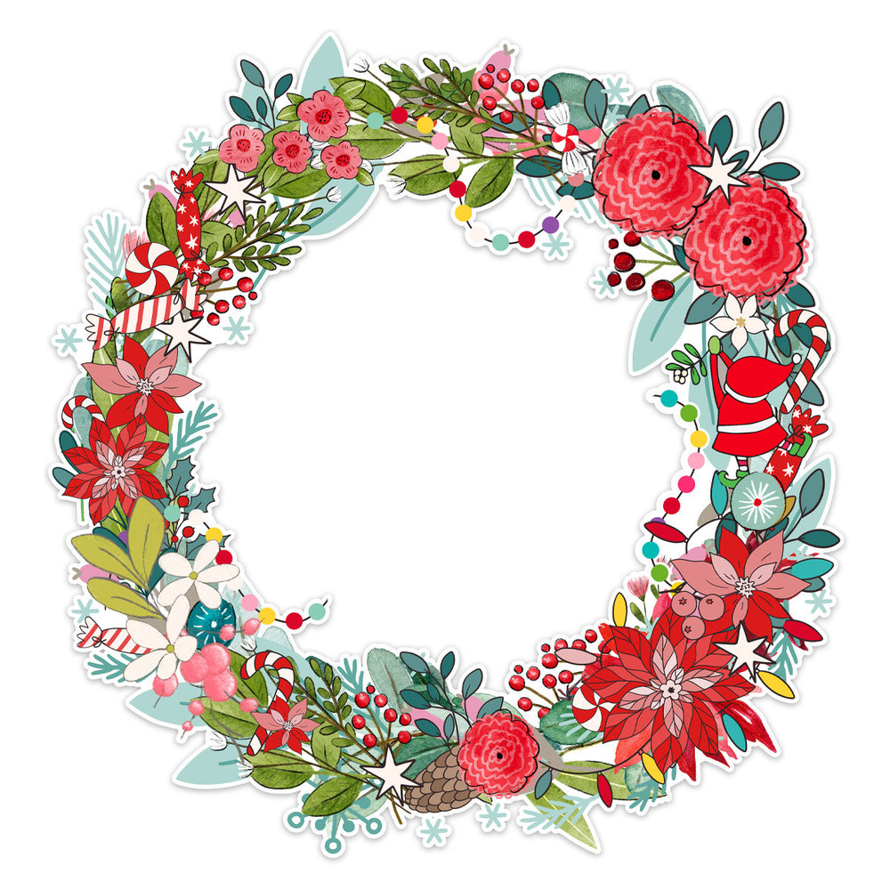 Pretty Little Studio Candy Cane - Festive Wreath Die Cut Paper