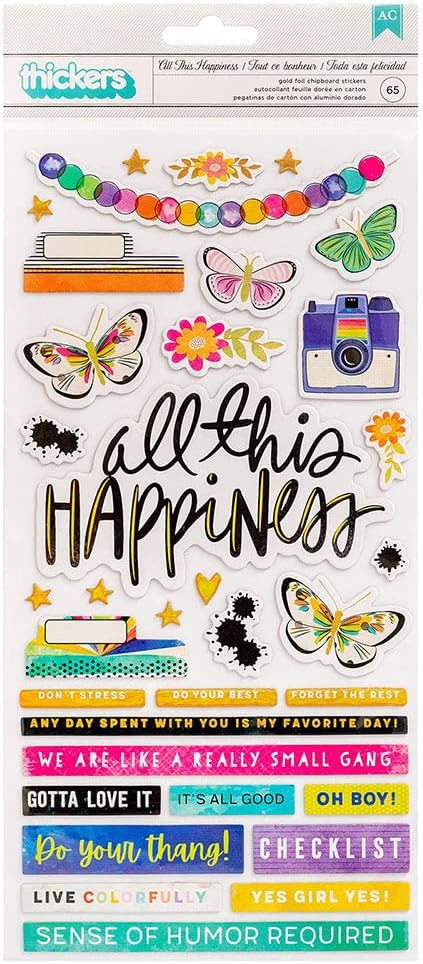 American Crafts Vicki Boutin Color Study - All This Happiness Phrase Thickers