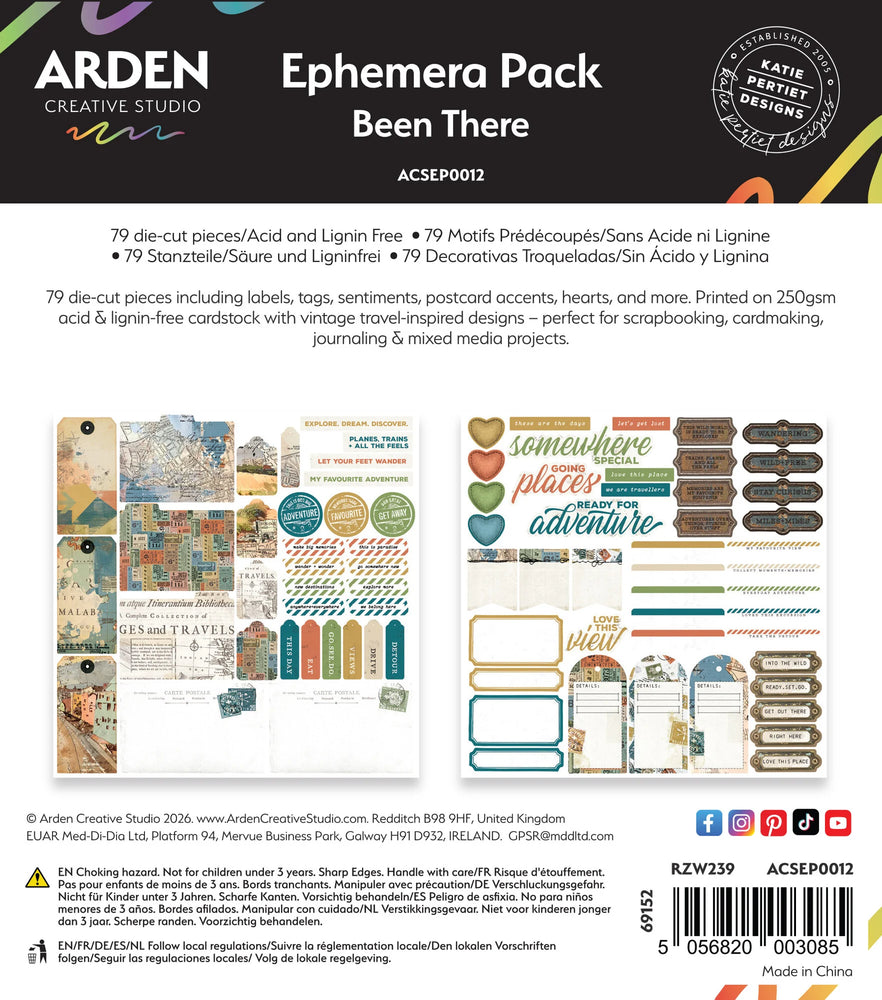 Arden Creative Studio Been There by Katie Pertiet - Ephemera Pack