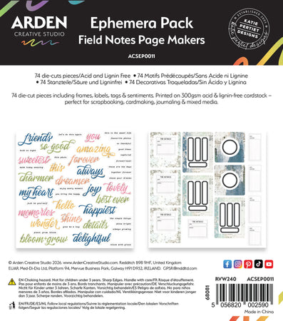 Arden Creative Studio Field Notes - Page Markers Ephemera Pack
