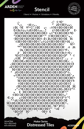 Arden Creative Studio Laurel Grove - Distressed Tiles 6x8 Stencil