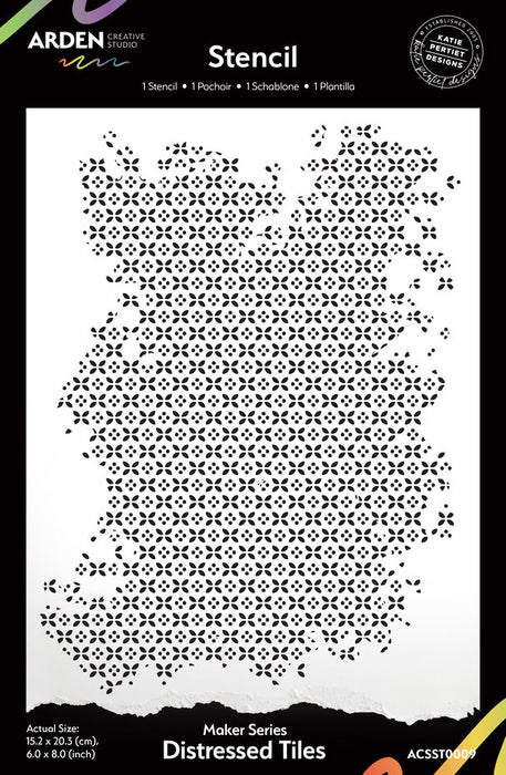 Arden Creative Studio Laurel Grove - Distressed Tiles 6x8 Stencil