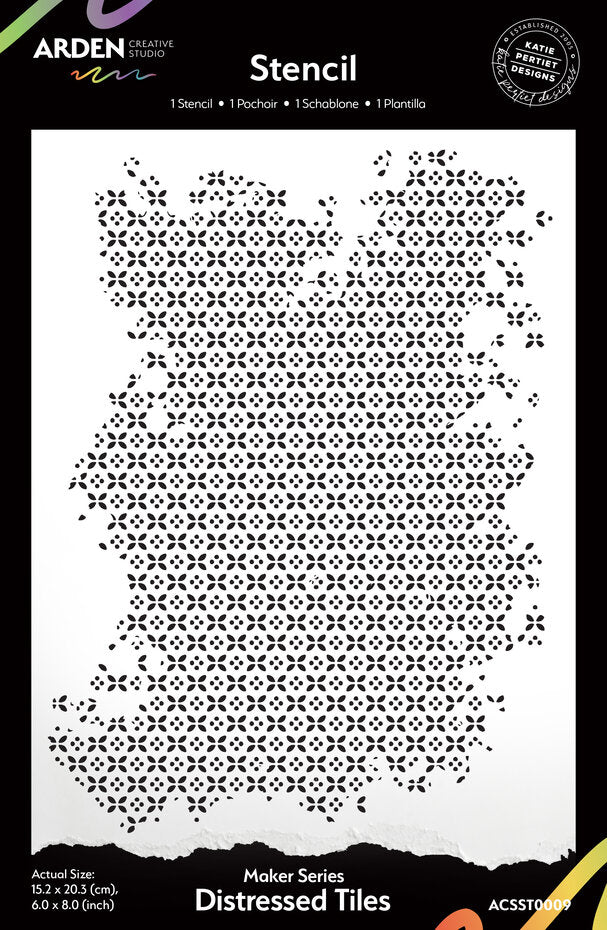 Arden Creative Studio Laurel Grove - Distressed Tiles 6x8 Stencil