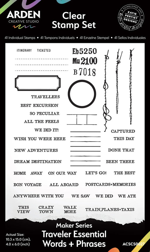Arden Creative Studio Been There by Katie Pertiet - Traveler Essentials Words & Phrases Stamp Set