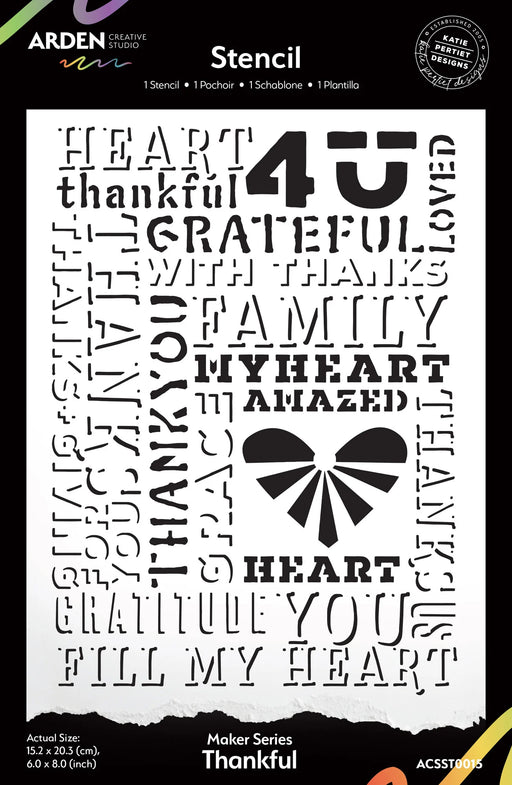 Arden Creative Studio Amber Ledgers - Makers Series Thankful 6x8 Stencil