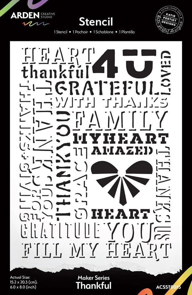 Arden Creative Studio Amber Ledgers - Makers Series Thankful 6x8 Stencil