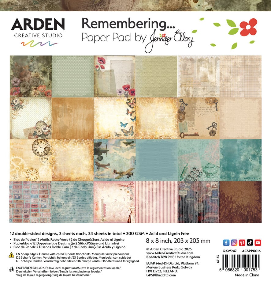 Arden Creative Studio Remembering... - 8x8 Paper Pad